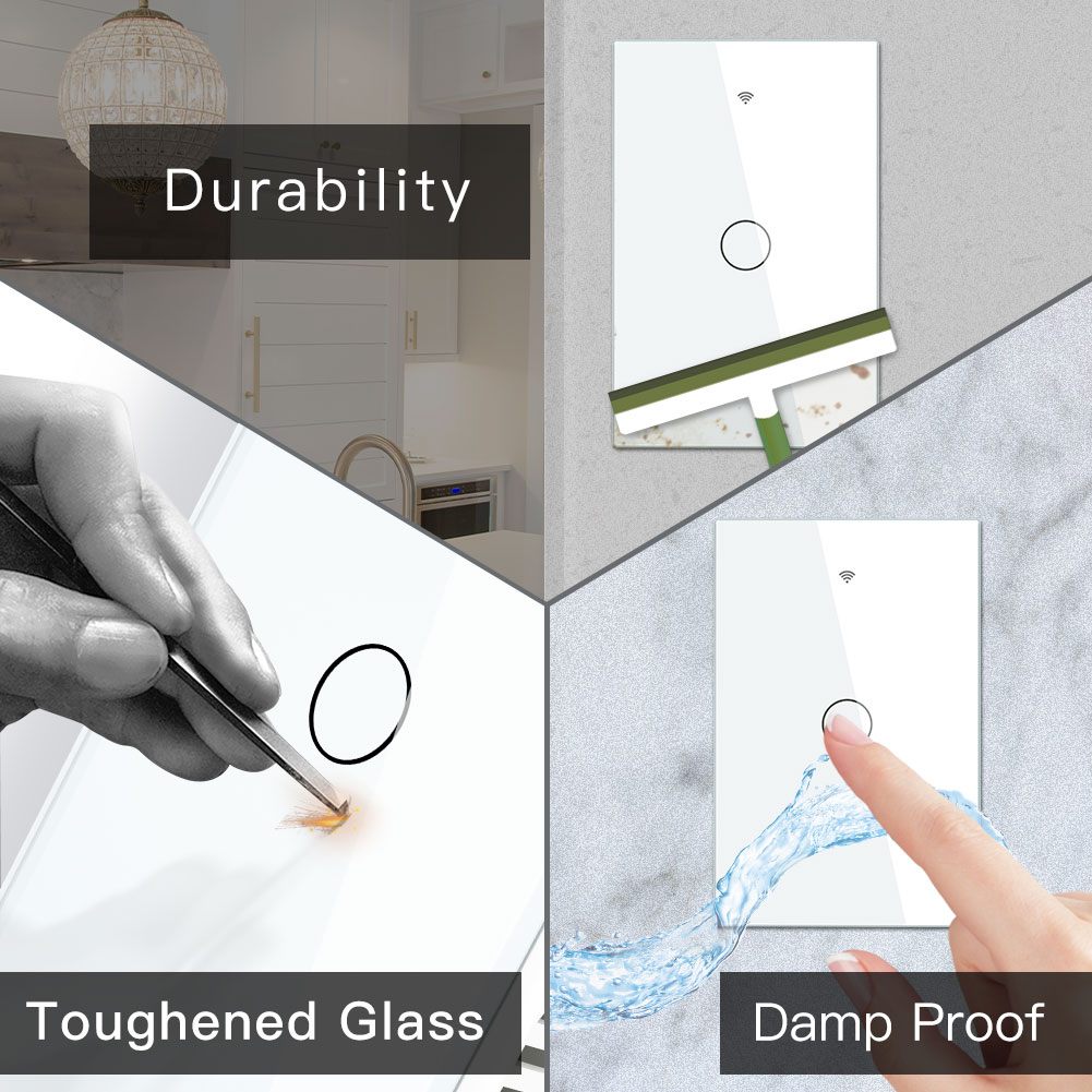 Intelligenter WIFI-RF-Lichtschalter mit Neutralleiter, 1 Gang, EU-UK-Standard